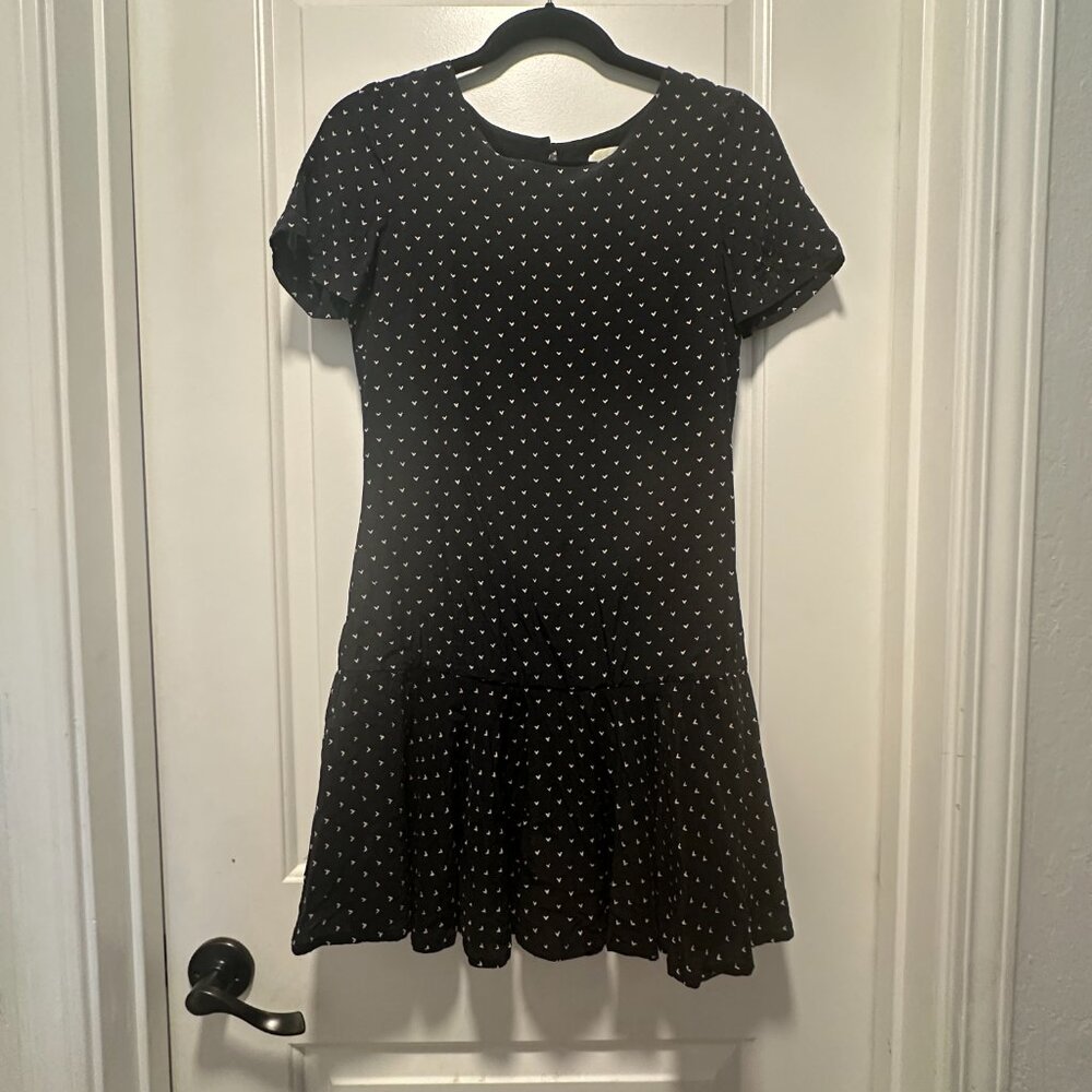 Sezane Heart Print Black and White Short-Sleeve Dress